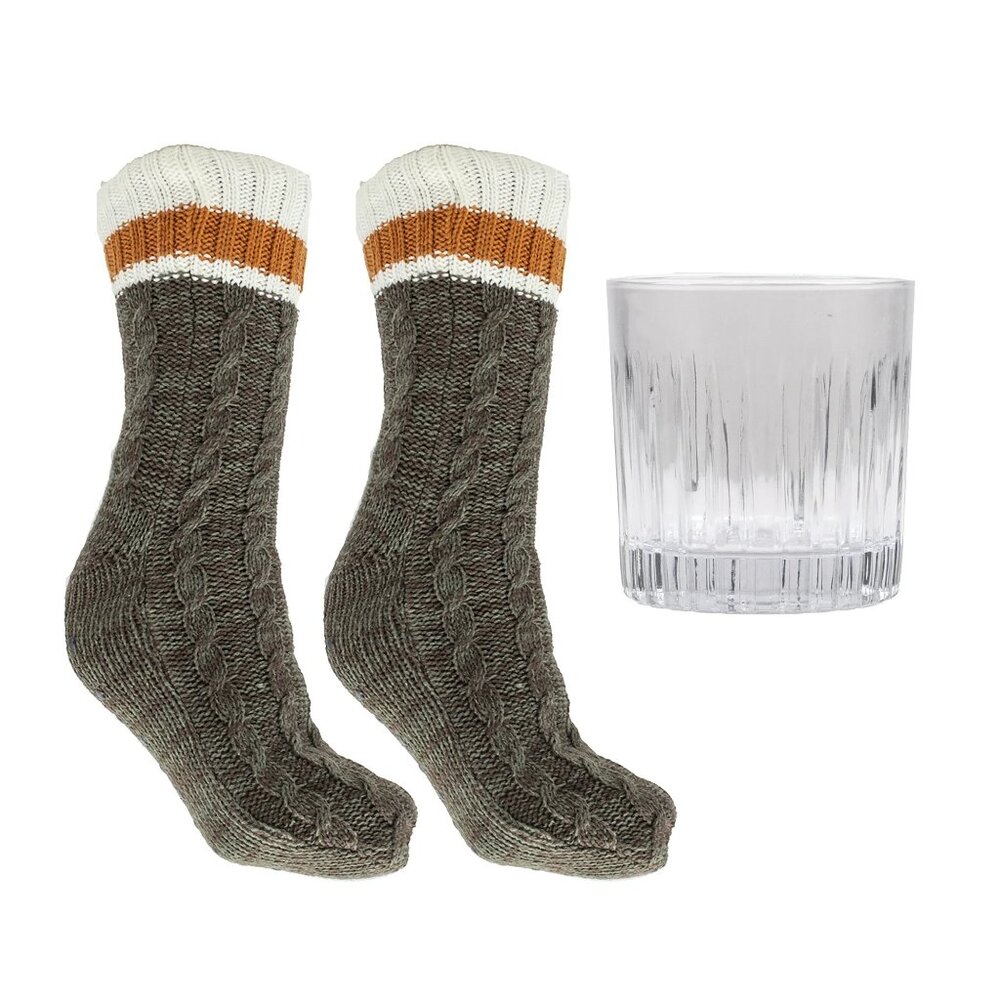 NEW Aromasoles Men’s Socks on the Rocks Gift Set,Bourbon Infused Socks & Tumbler